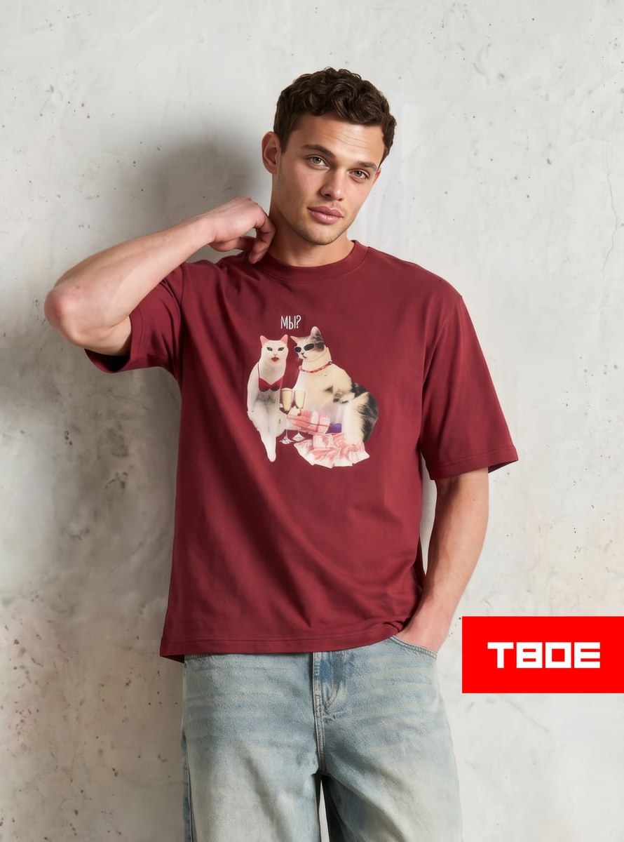 Футболка свободная с принтом