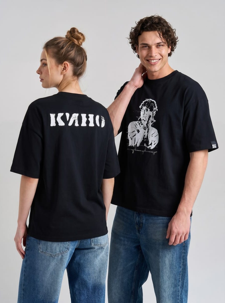 Футболка оверсайз КИНО с принтом Виктора Цоя