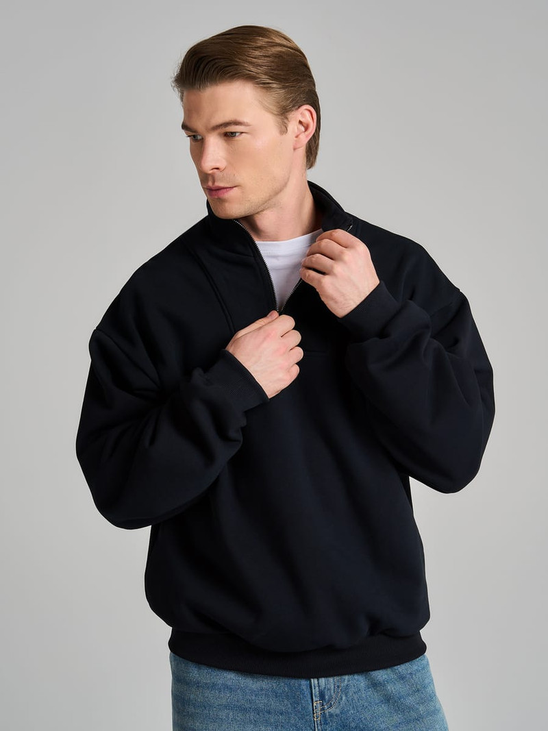Утепленный свитшот Half zip с начесом — фото 9