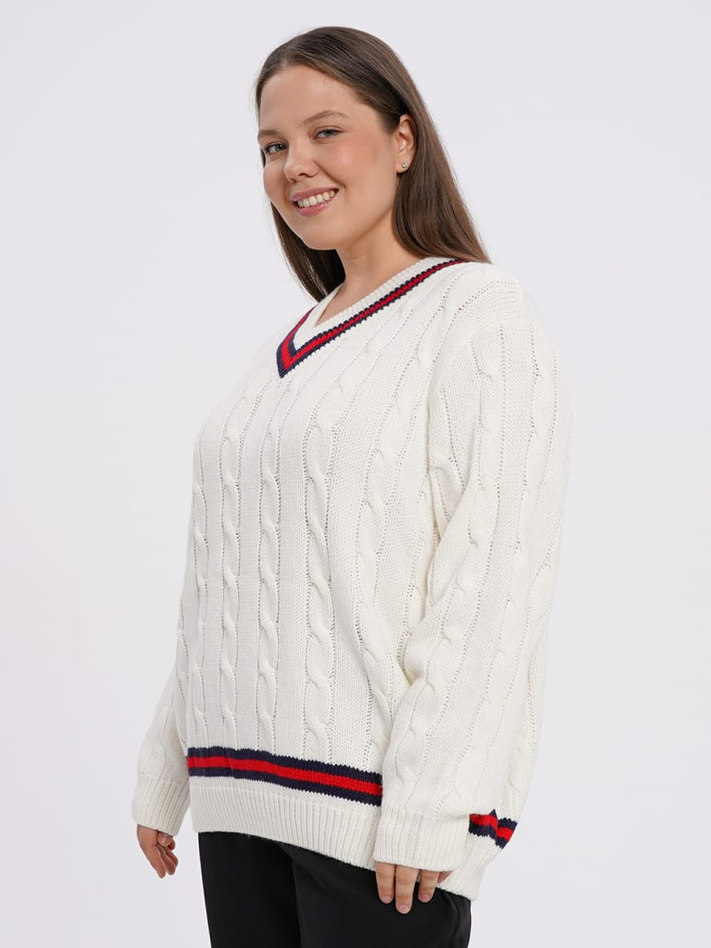 Удлиненный трикотажный пуловер Plus size - Женщинам - фото 2