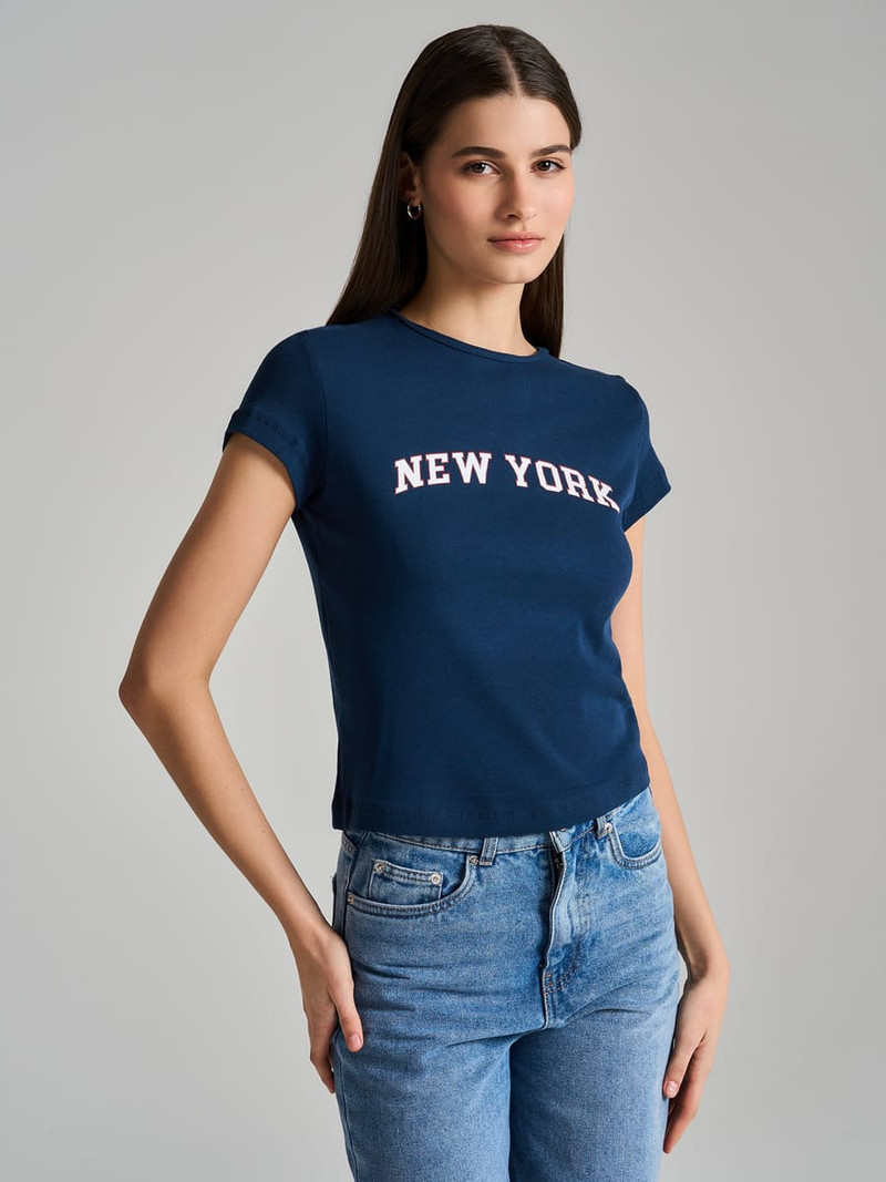 Футболка из хлопка с надписью New York - Женщинам - фото 11