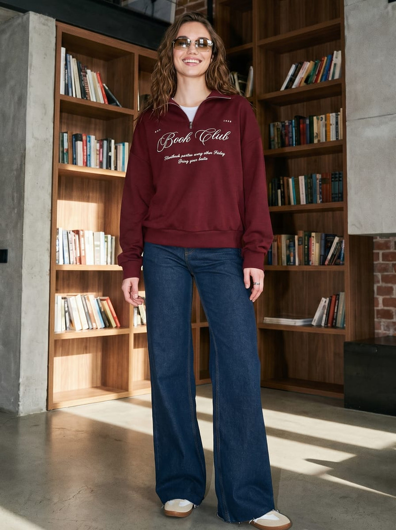 Свитшот Half-Zip с надписью