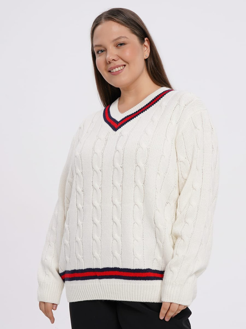 Удлиненный трикотажный пуловер Plus size - Женщинам