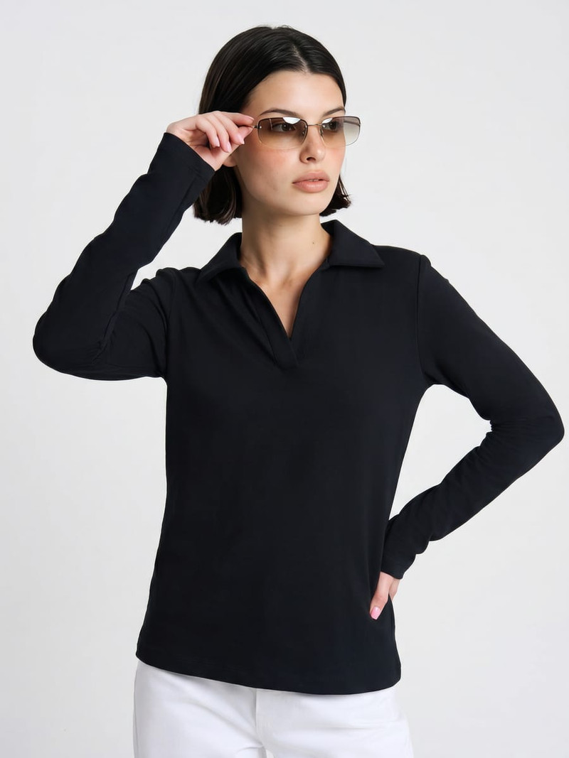 Рубашка поло оверсайз с длинным рукавом — фото 2