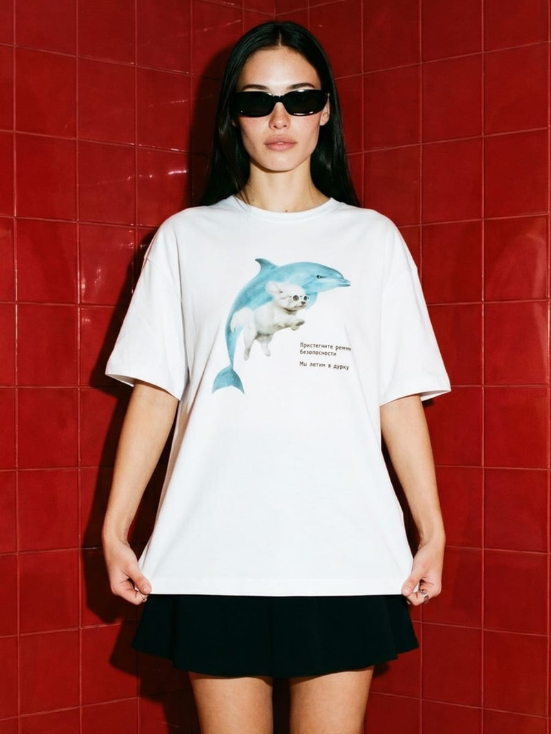 Футболка оверсайз с принтом Мы летим в дурку - Футболки - фото 9