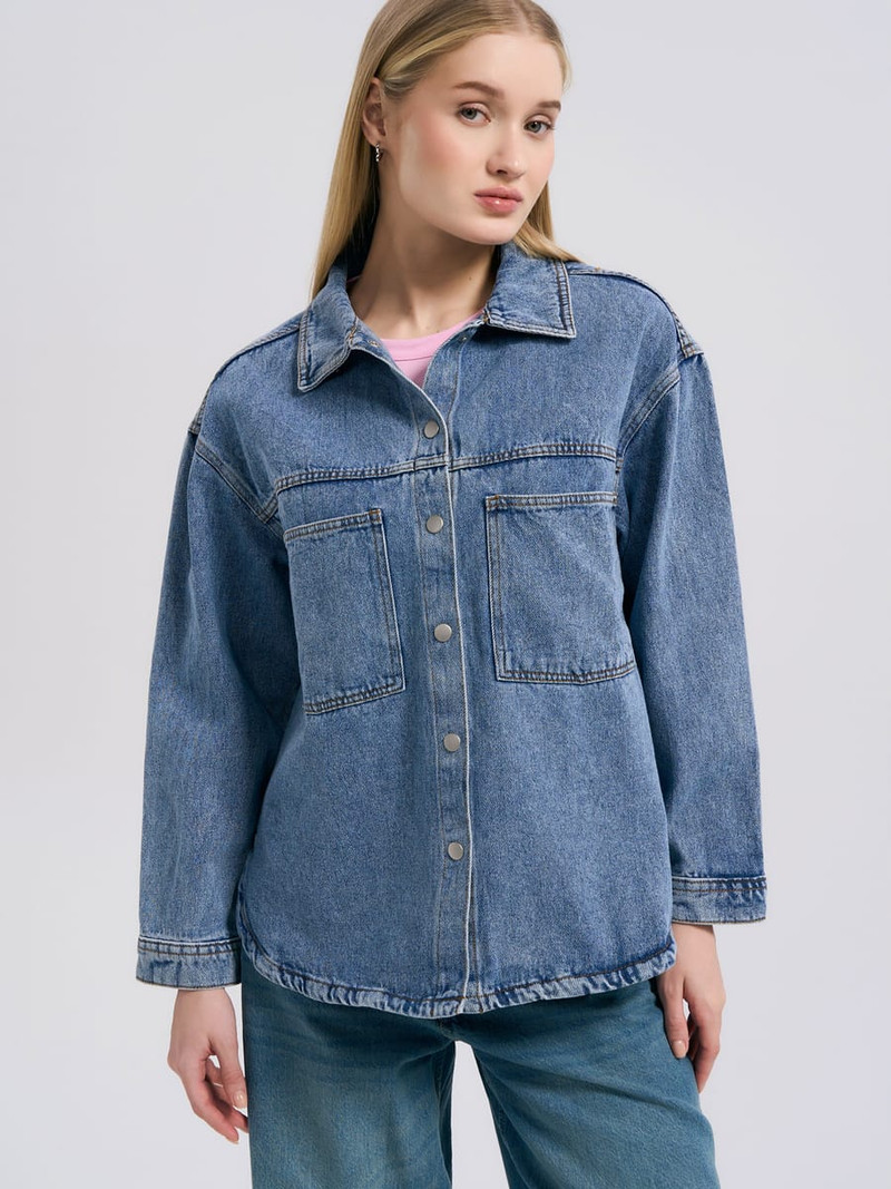 Джинсовая рубашка oversize — фото 4