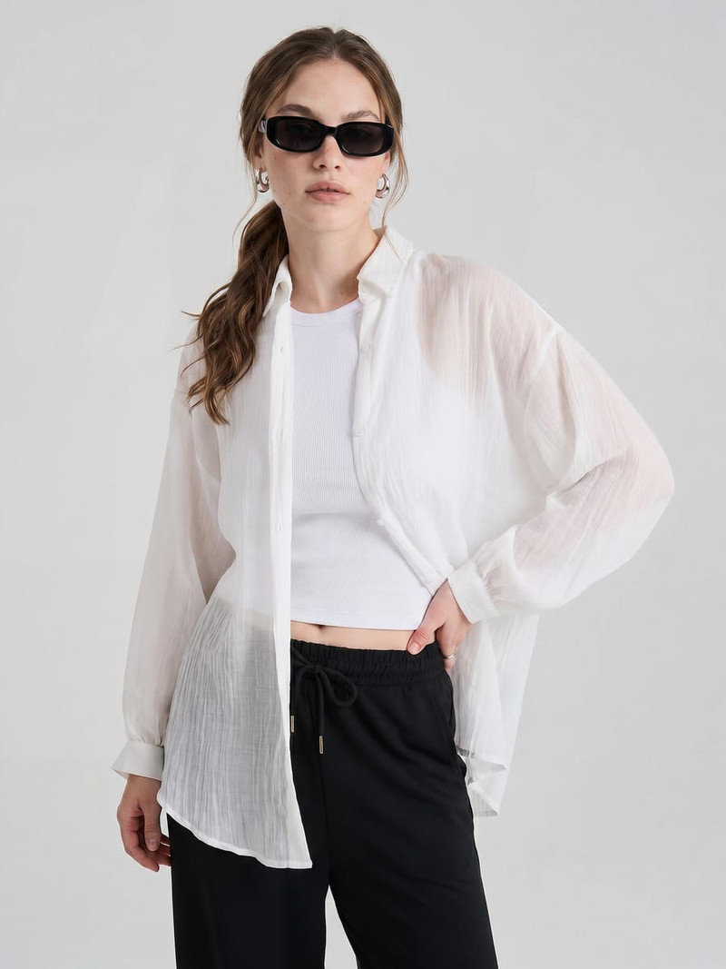 Блузка летняя оверсайз с длинным рукавом - Женщинам - фото 2