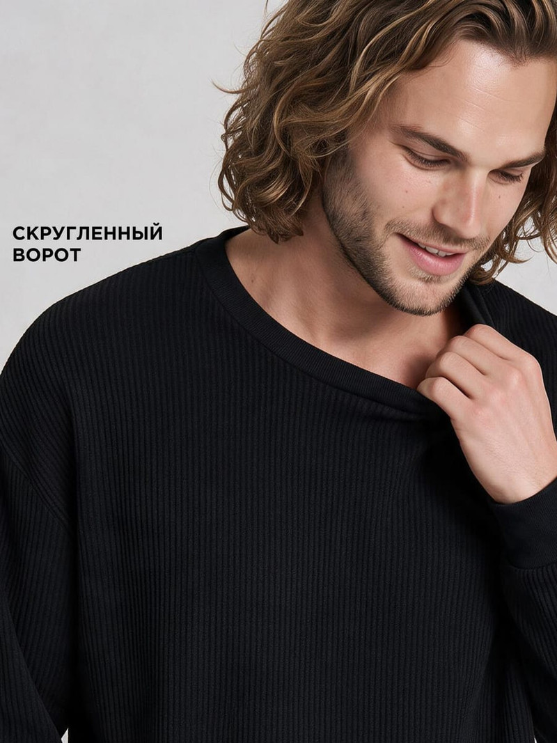 Свитшот из вафельного полотна без начеса — фото 7