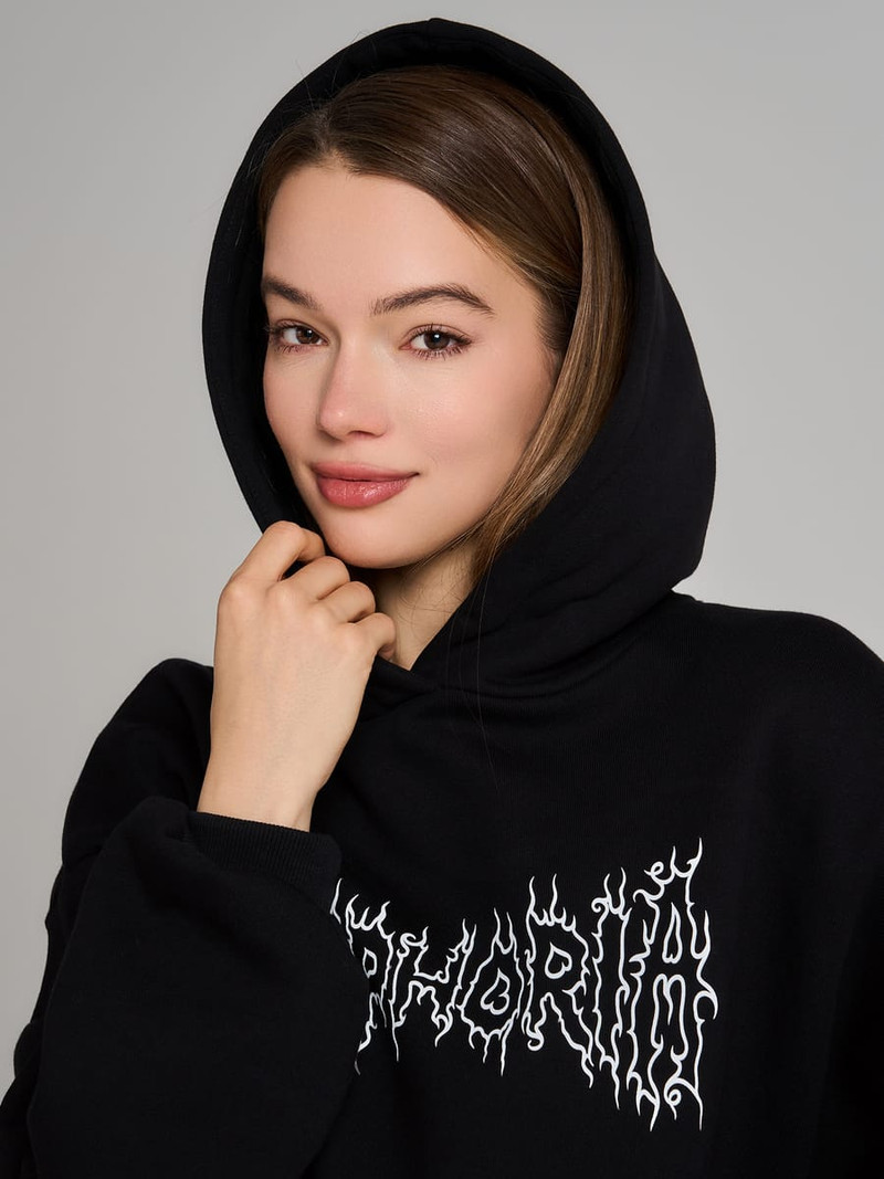 Теплое худи с принтом дрейн и начесом - Женщинам - фото 7