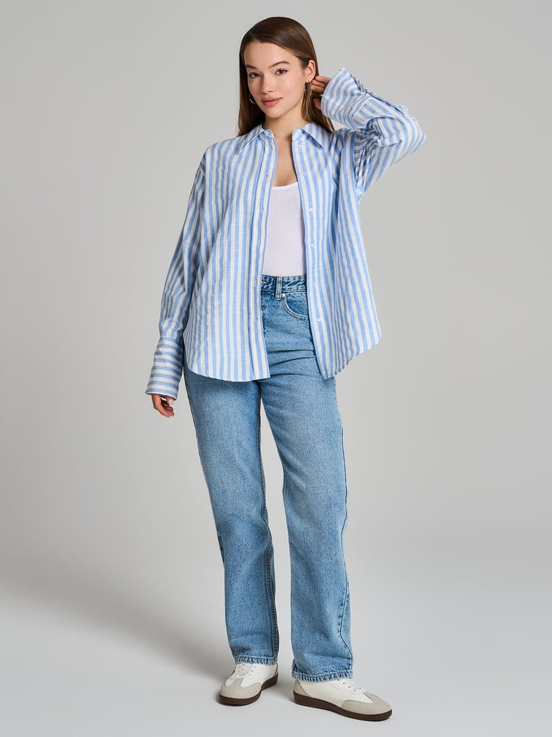 Плотная классическая рубашка в полоску - Блузки и рубашки - фото 5