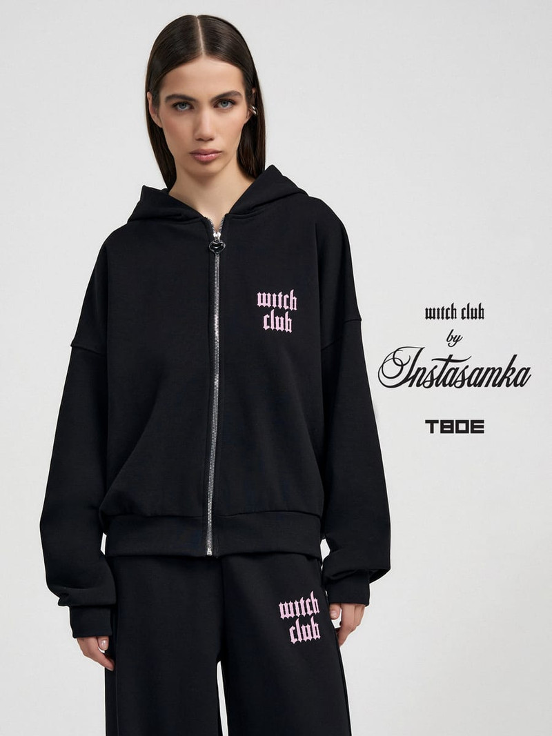 Толстовка оверсайз Witch club by Instasamka с надписью - Женщинам