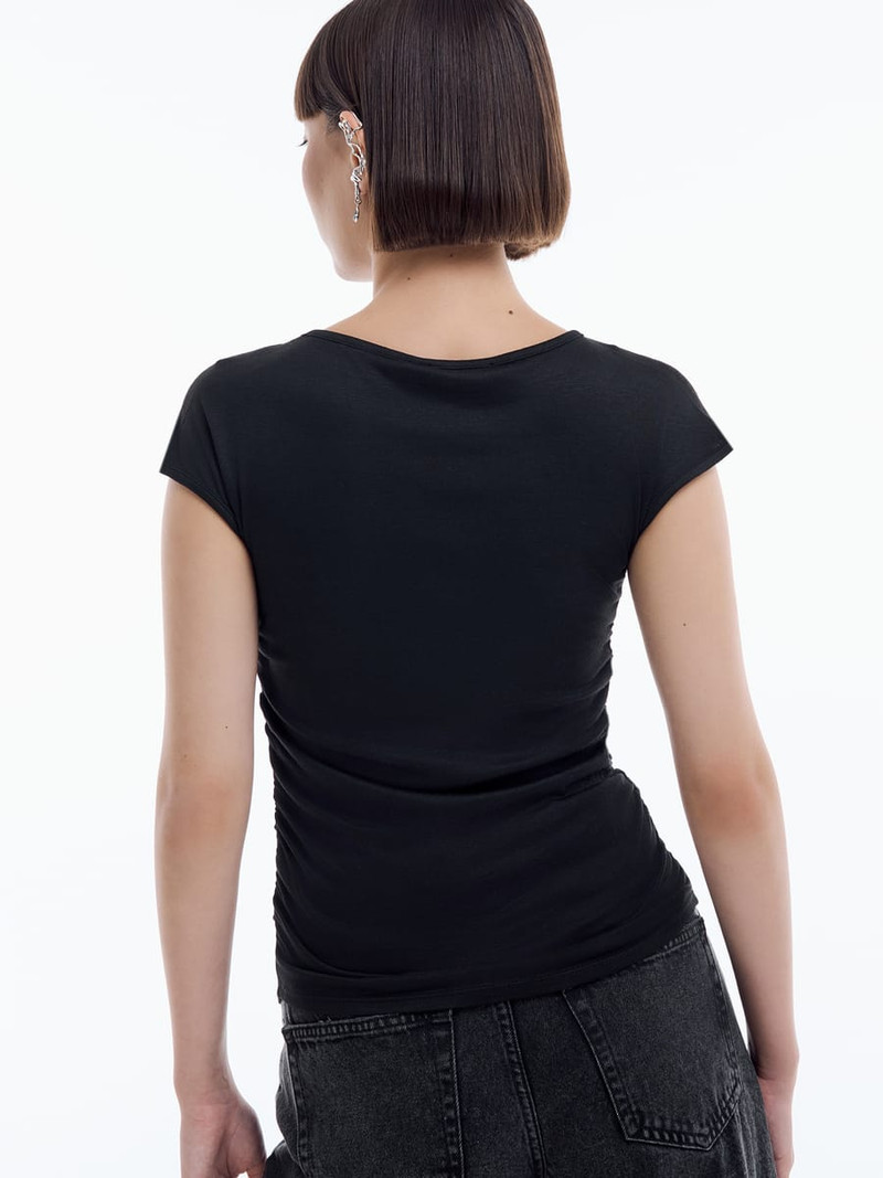 Футболка из вискозы с драпировкой - Футболки - фото 3