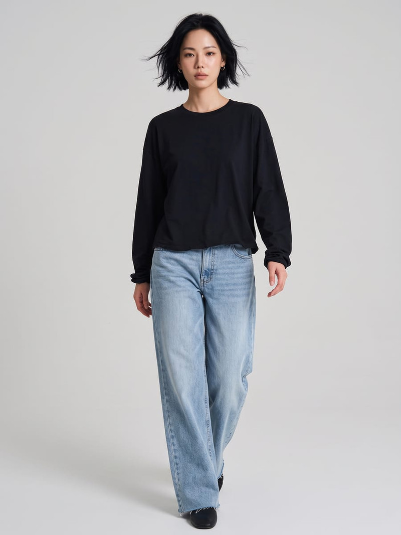Лонгслив оверсайз с длинным рукавом - Женщинам - фото 2