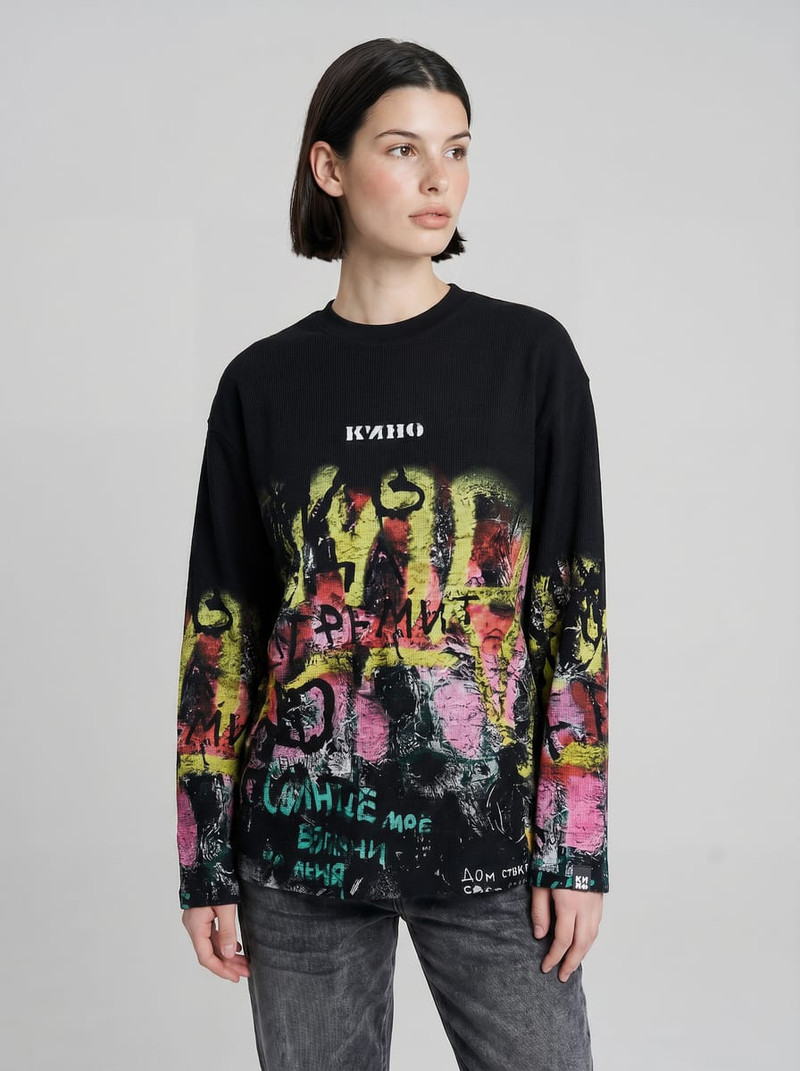Лонгслив оверсайз КИНО с принтом — фото 6