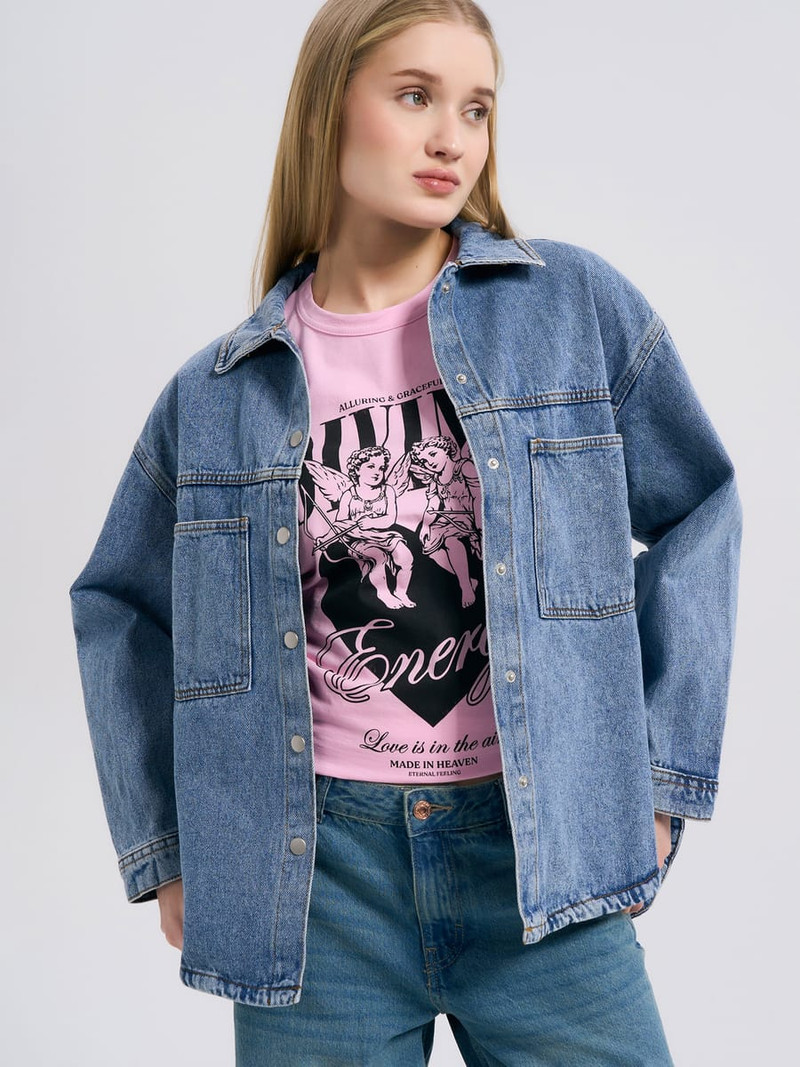 Джинсовая рубашка oversize — фото 5