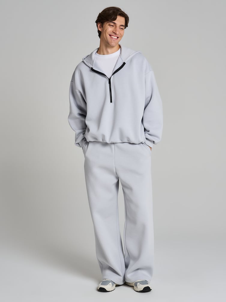 Теплые брюки оверсайз на резинке с начесом