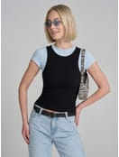 Майка на широких бретелях в рубчик