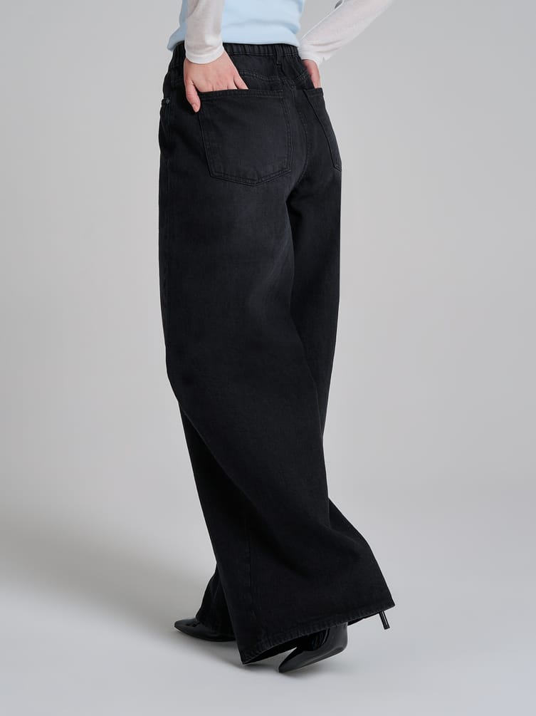 Джинсы широкие на резинке