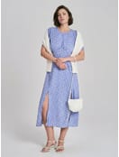 Миди платье крестьянка с разрезом по бедру