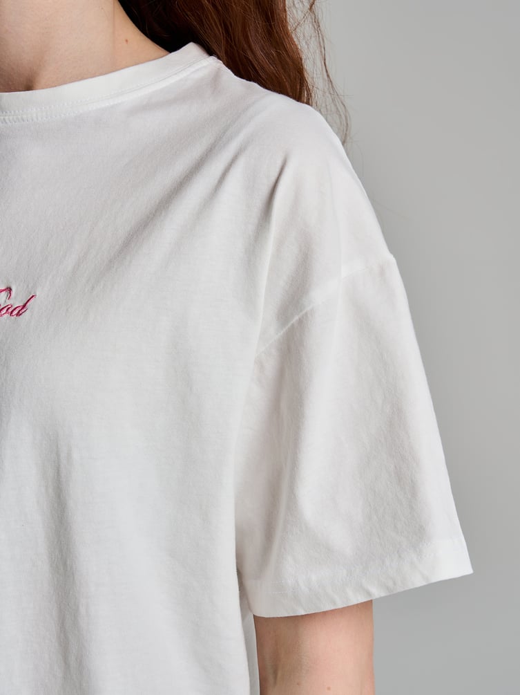 Футболка плотная с принтом банта и надписи