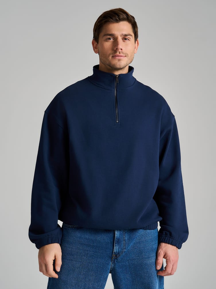 Свитшот оверсайз с молнией полузамком