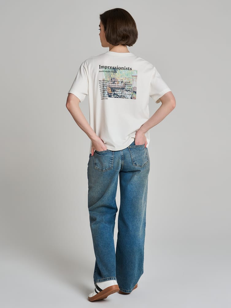 Футболка из хлопка с принтом на спине