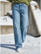 Джинсы широкие с вареным эффектом