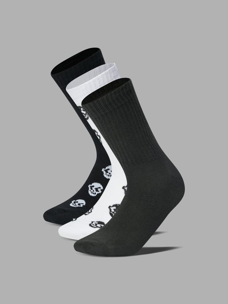 Носки - 3 пары высокие с принтом черепа