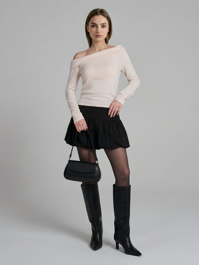 Лонгслив вечерний с фигурным вырезом