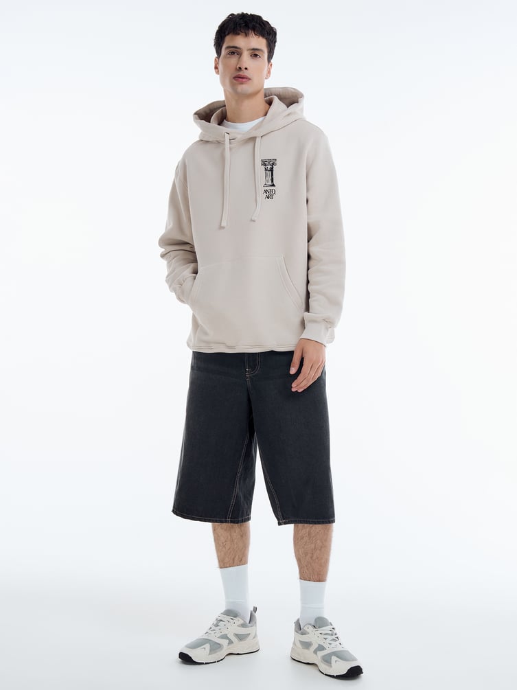 Худи оверсайз с принтом теплое с начесом