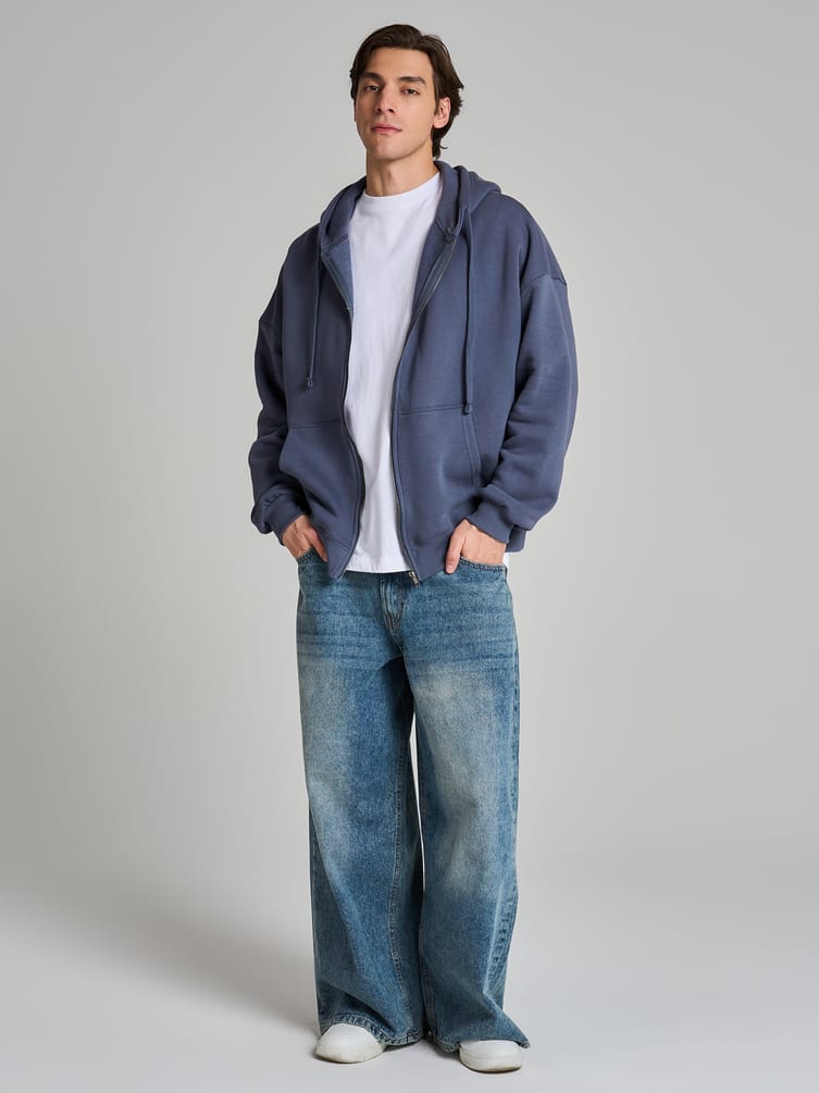 Зип худи оверсайз с начесом на молнии