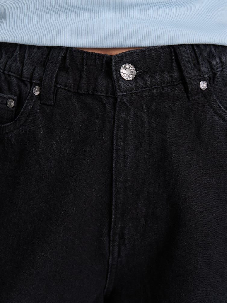 Джинсы широкие на резинке