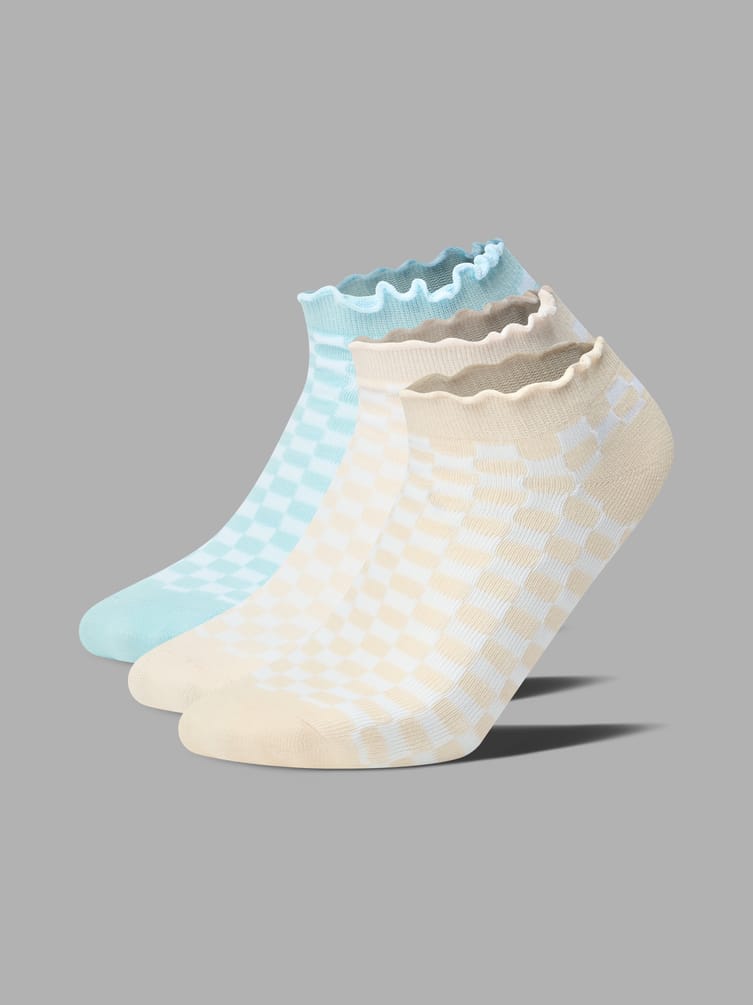 Носки - 3 пары в клетку и с рюшами