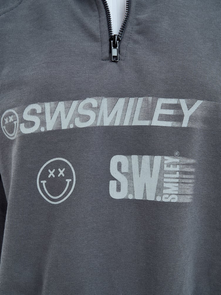Свитшот с высоким горлом и принтом Smiley