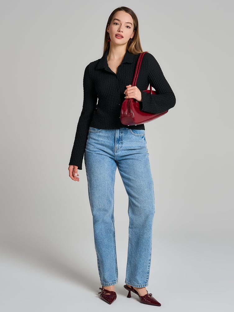 Кофта на пуговицах из жатой ткани