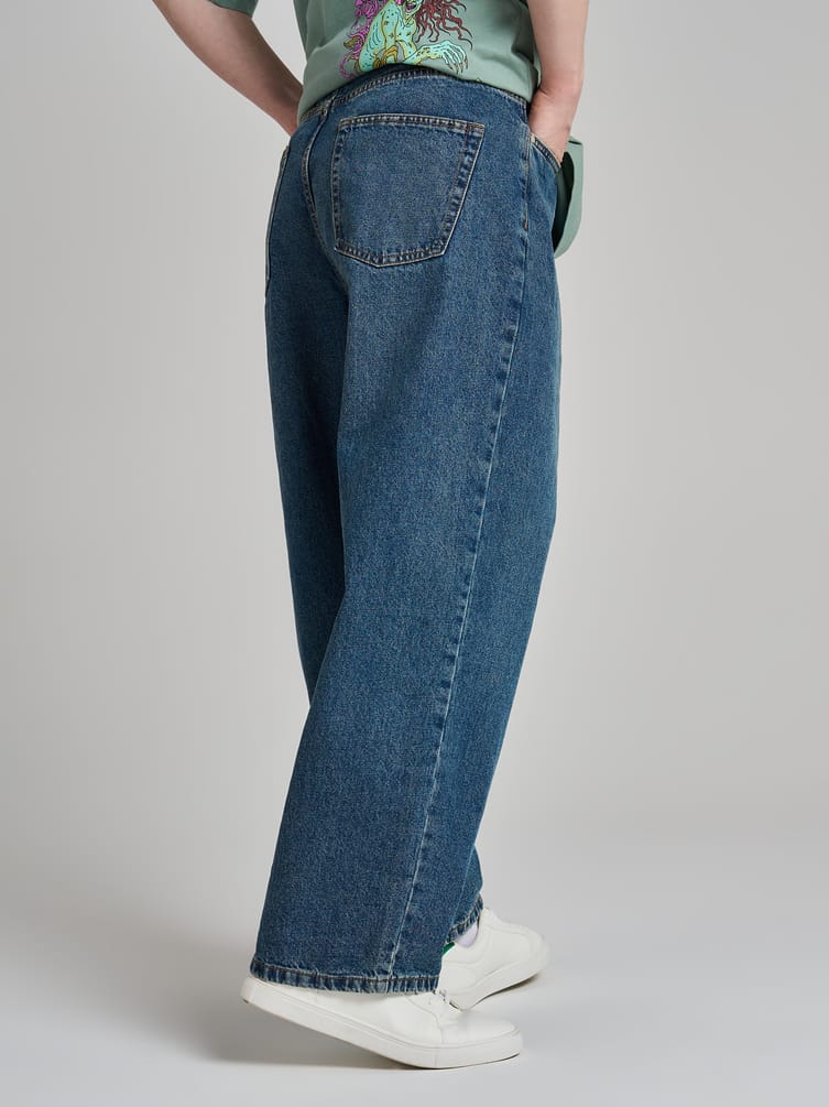 Джинсы багги широкие