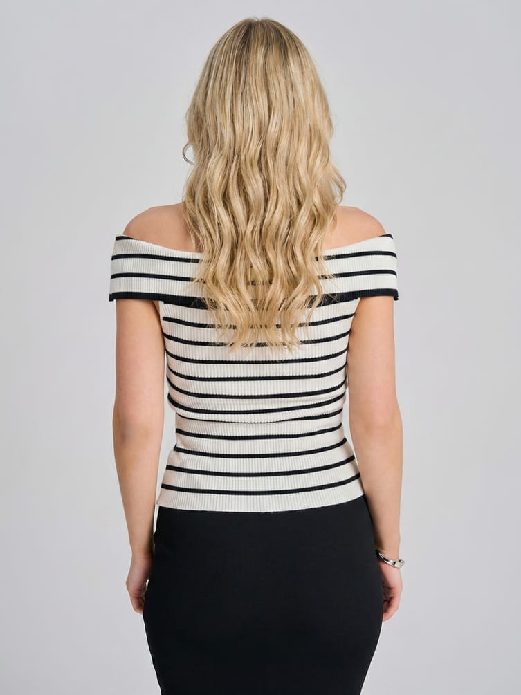 Топ лапша в полоску с открытыми плечами
