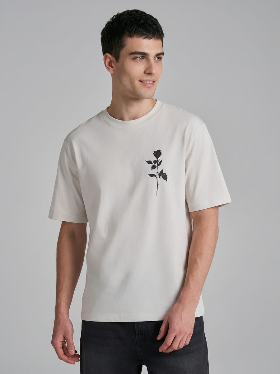 Футболка хлопковая с принтом розы