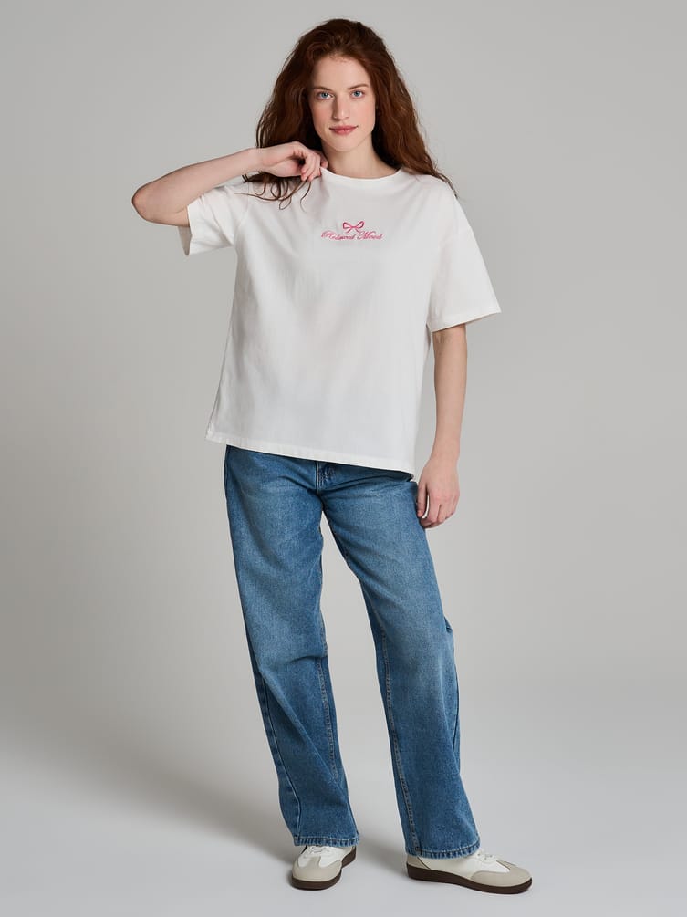 Футболка плотная с принтом банта и надписи