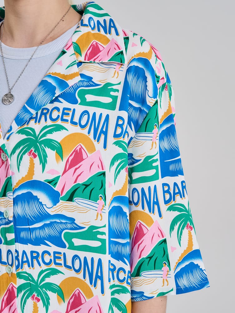 Рубашка гавайская с принтом