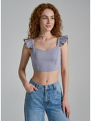 Короткий топ с рюшами на лямках