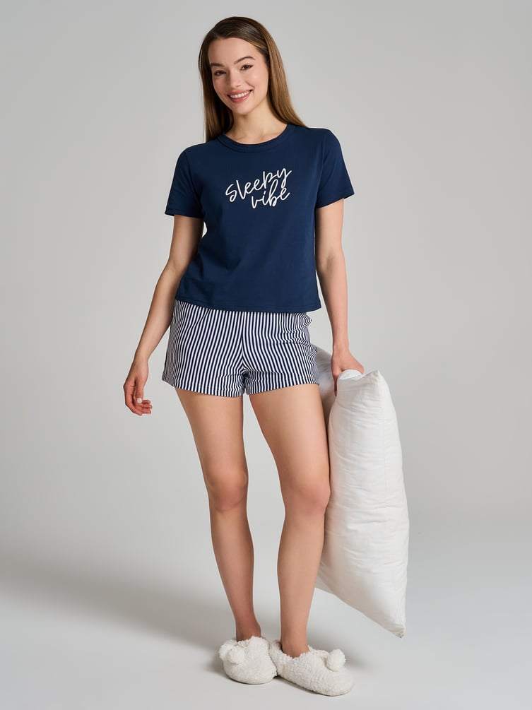 Пижама из хлопка с надписью в полоску