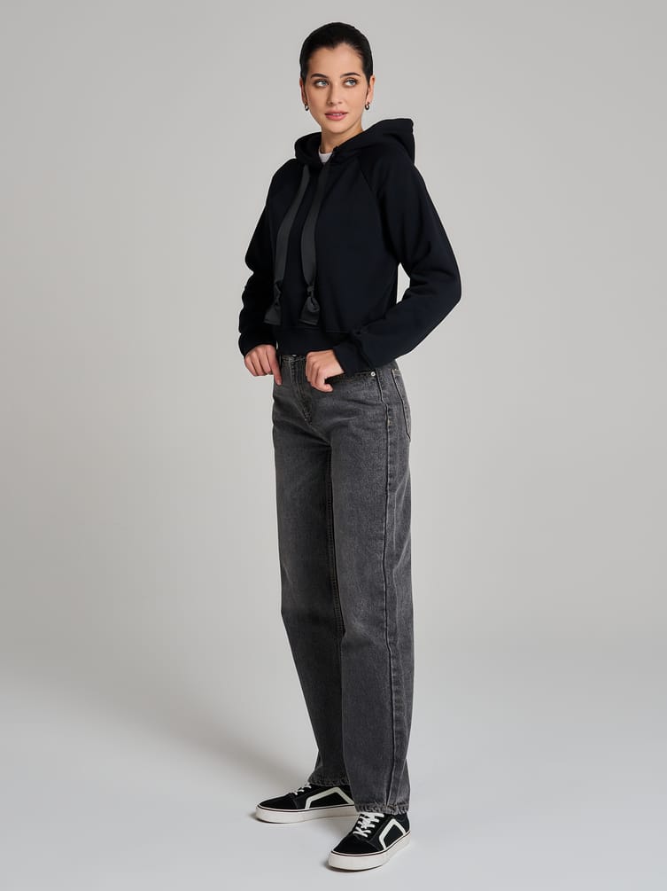 Теплое худи укороченное с начесом