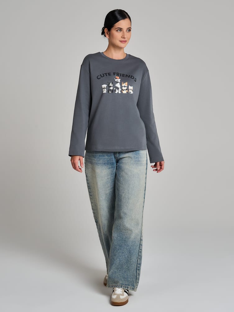 Лонгслив оверсайз с принтом