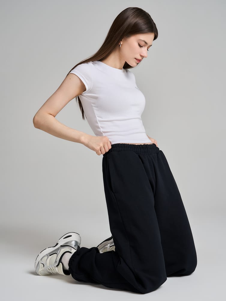 Спортивные брюки джоггеры с высокой талией