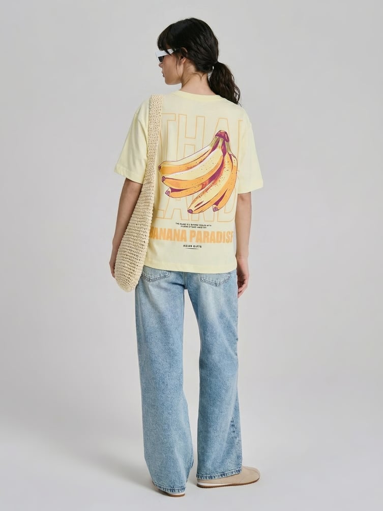 Футболка хлопковая с принтом банан