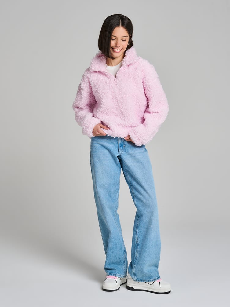 Свитшот меховой с полузамком молнией