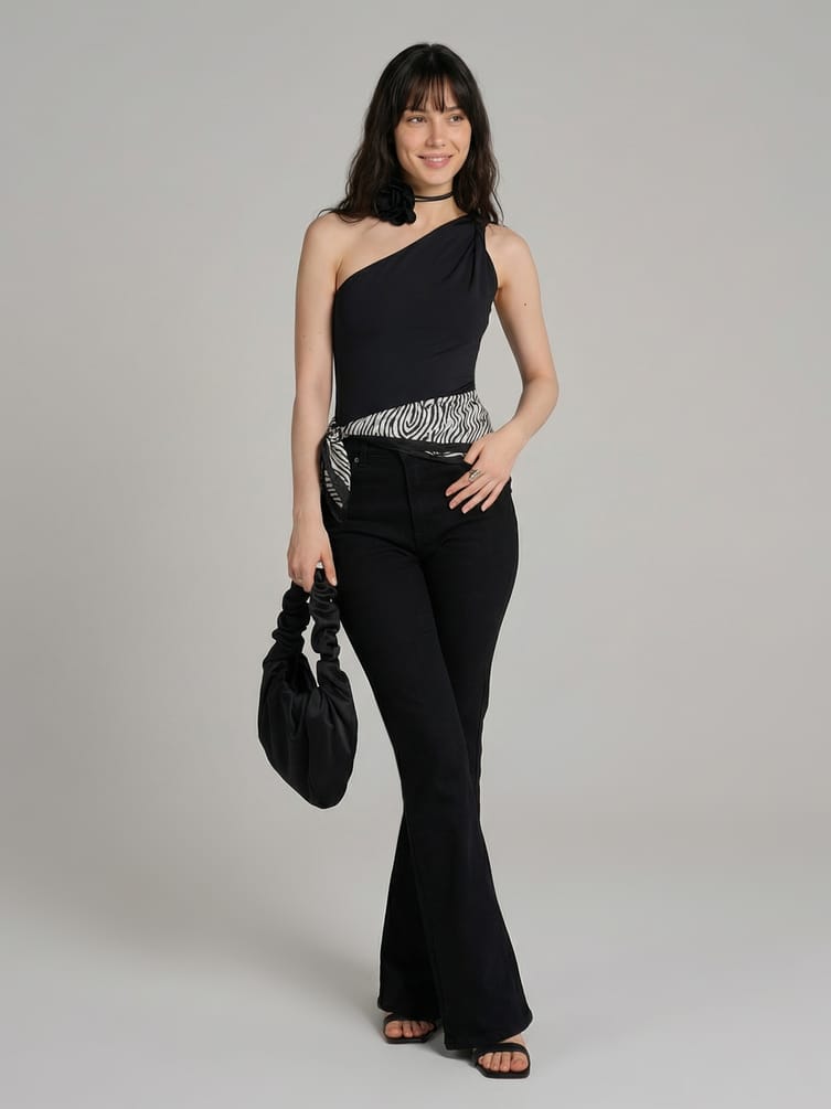 Боди нарядное с лямкой на одно плечо