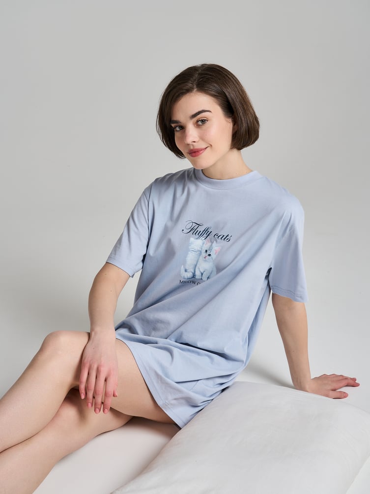 Ночная сорочка из хлопка с принтом