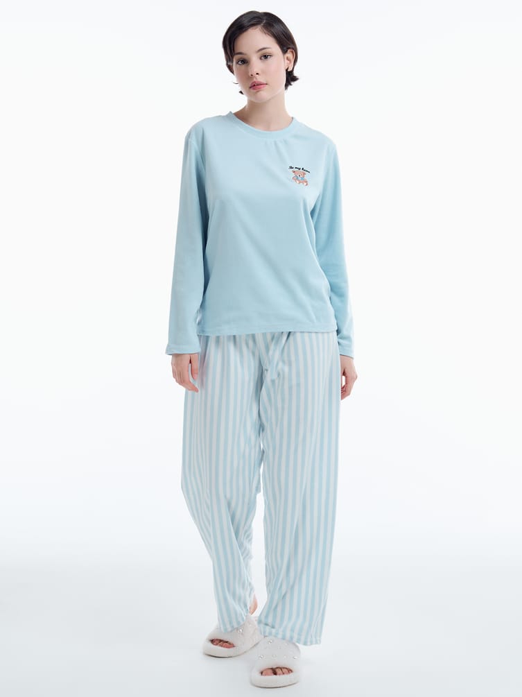 Плюшевая пижама с вышивкой плюшевого мишки